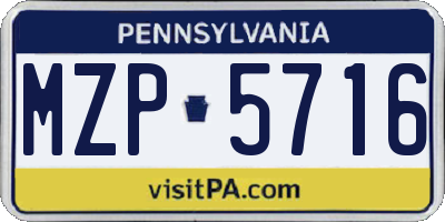PA license plate MZP5716