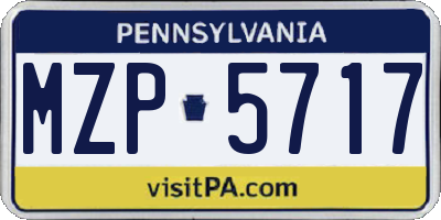PA license plate MZP5717