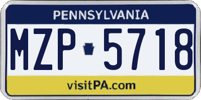 PA license plate MZP5718