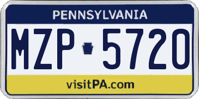 PA license plate MZP5720