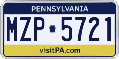 PA license plate MZP5721