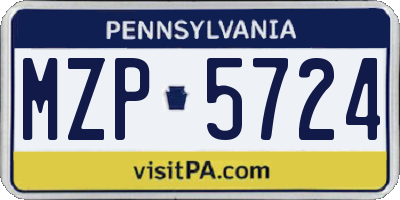 PA license plate MZP5724