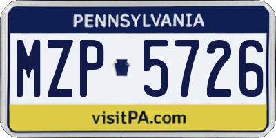 PA license plate MZP5726