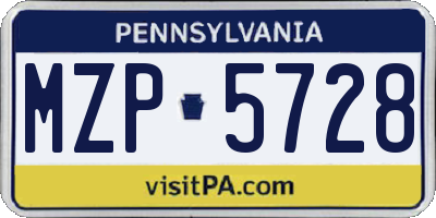 PA license plate MZP5728