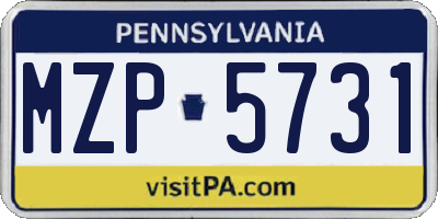 PA license plate MZP5731
