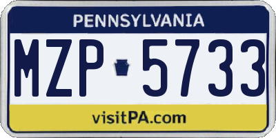 PA license plate MZP5733