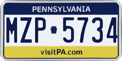 PA license plate MZP5734