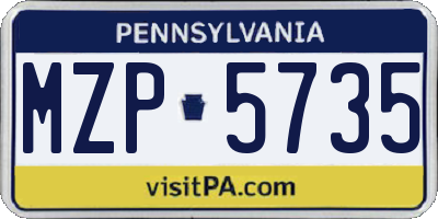 PA license plate MZP5735
