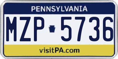PA license plate MZP5736