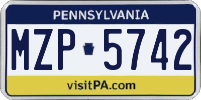 PA license plate MZP5742