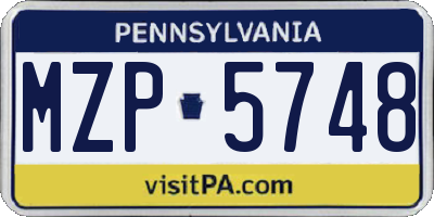 PA license plate MZP5748