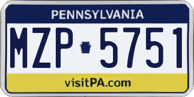 PA license plate MZP5751