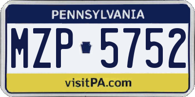 PA license plate MZP5752