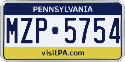 PA license plate MZP5754