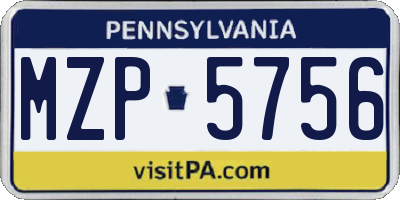 PA license plate MZP5756