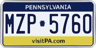 PA license plate MZP5760