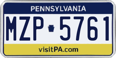 PA license plate MZP5761