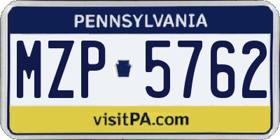 PA license plate MZP5762