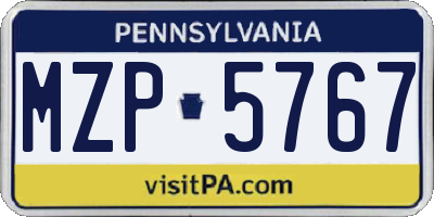 PA license plate MZP5767
