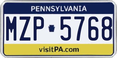 PA license plate MZP5768
