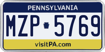 PA license plate MZP5769