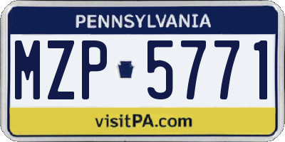 PA license plate MZP5771