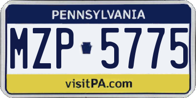 PA license plate MZP5775