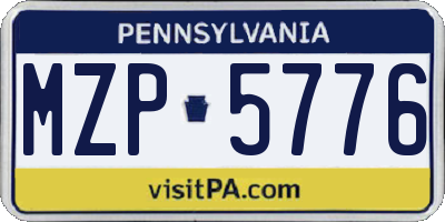 PA license plate MZP5776