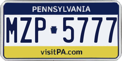 PA license plate MZP5777
