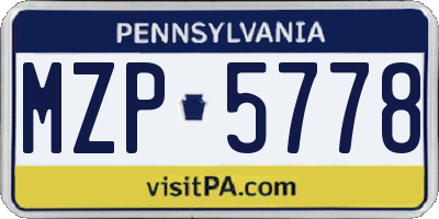 PA license plate MZP5778