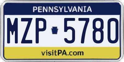 PA license plate MZP5780
