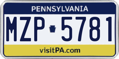 PA license plate MZP5781