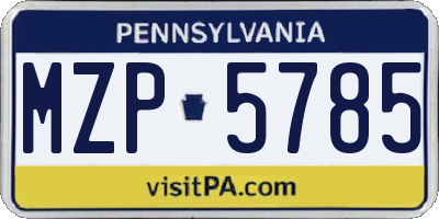 PA license plate MZP5785