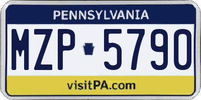 PA license plate MZP5790