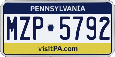 PA license plate MZP5792