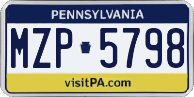 PA license plate MZP5798