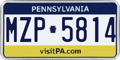 PA license plate MZP5814
