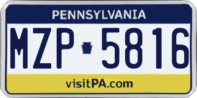 PA license plate MZP5816