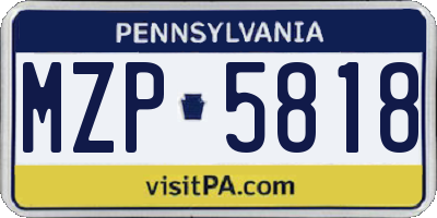 PA license plate MZP5818