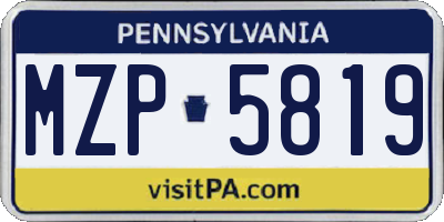 PA license plate MZP5819
