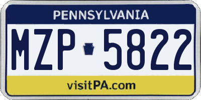 PA license plate MZP5822