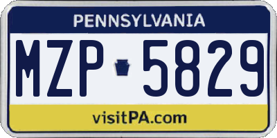 PA license plate MZP5829