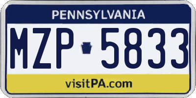 PA license plate MZP5833