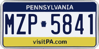 PA license plate MZP5841