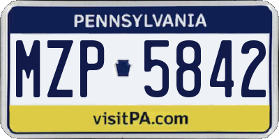 PA license plate MZP5842