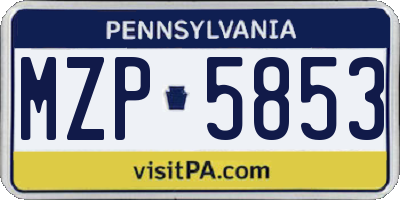 PA license plate MZP5853