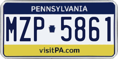 PA license plate MZP5861