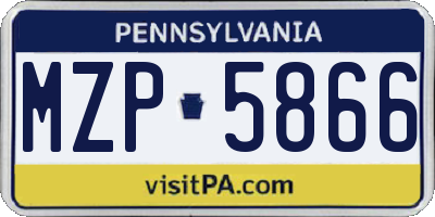 PA license plate MZP5866