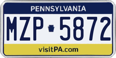 PA license plate MZP5872