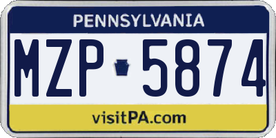 PA license plate MZP5874